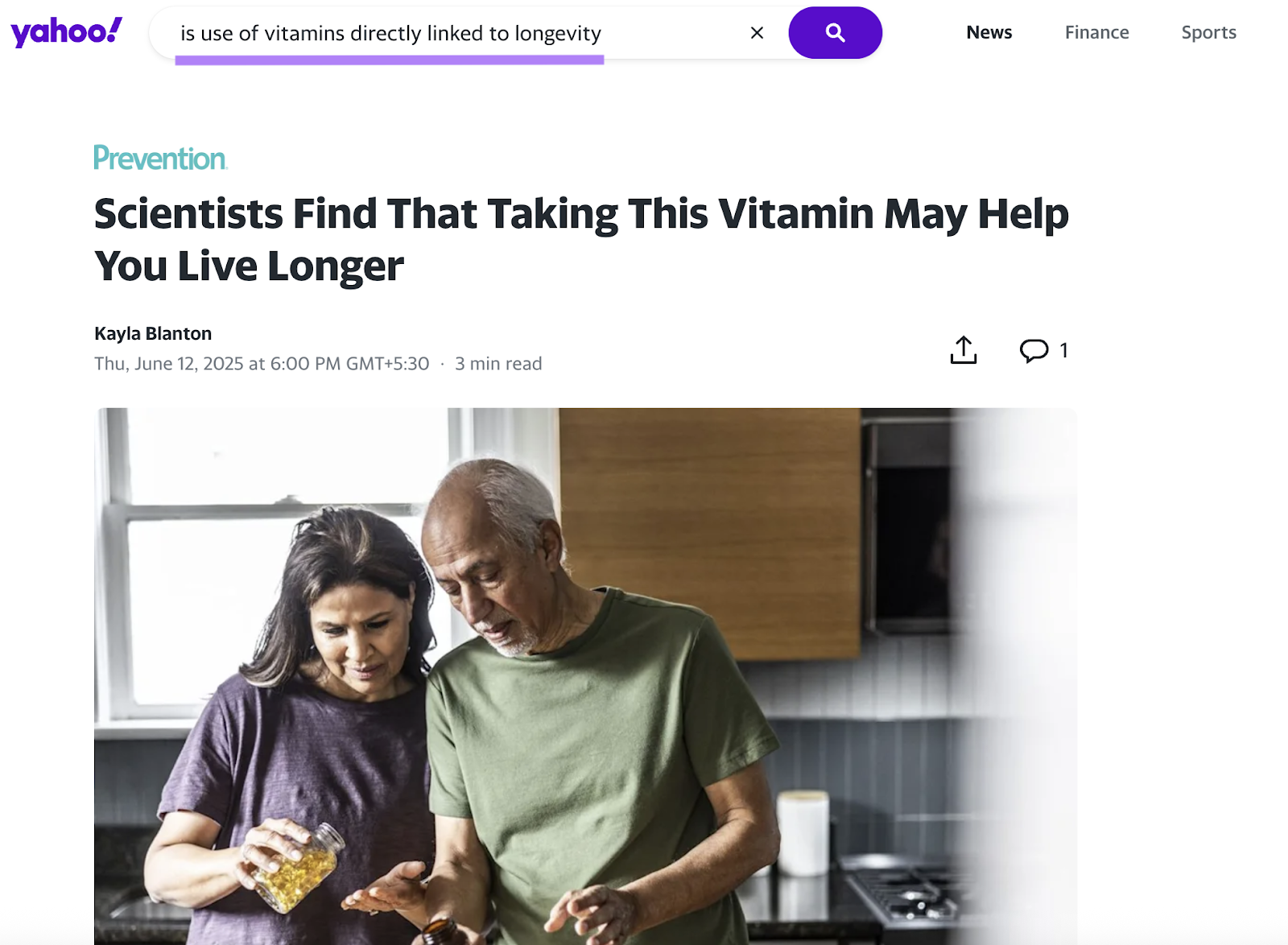 Search bar is visible while reading an article.