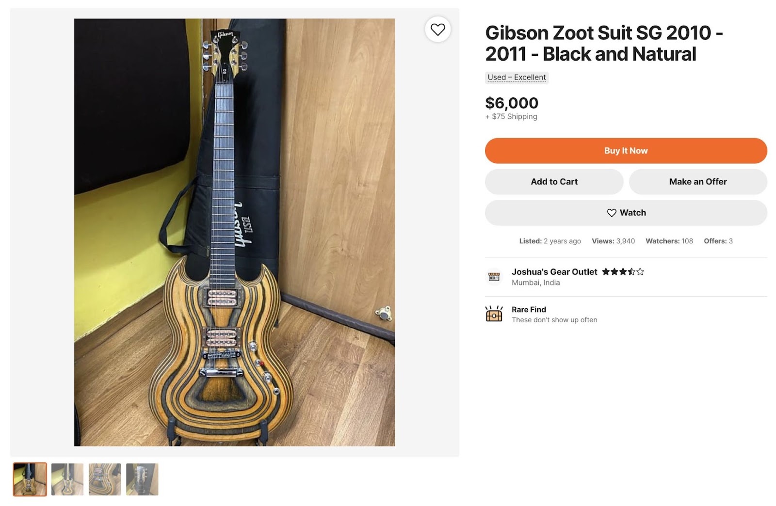A guitar listed for sale on on Reverb, a C2C marketplace for musical instruments and related equipment.