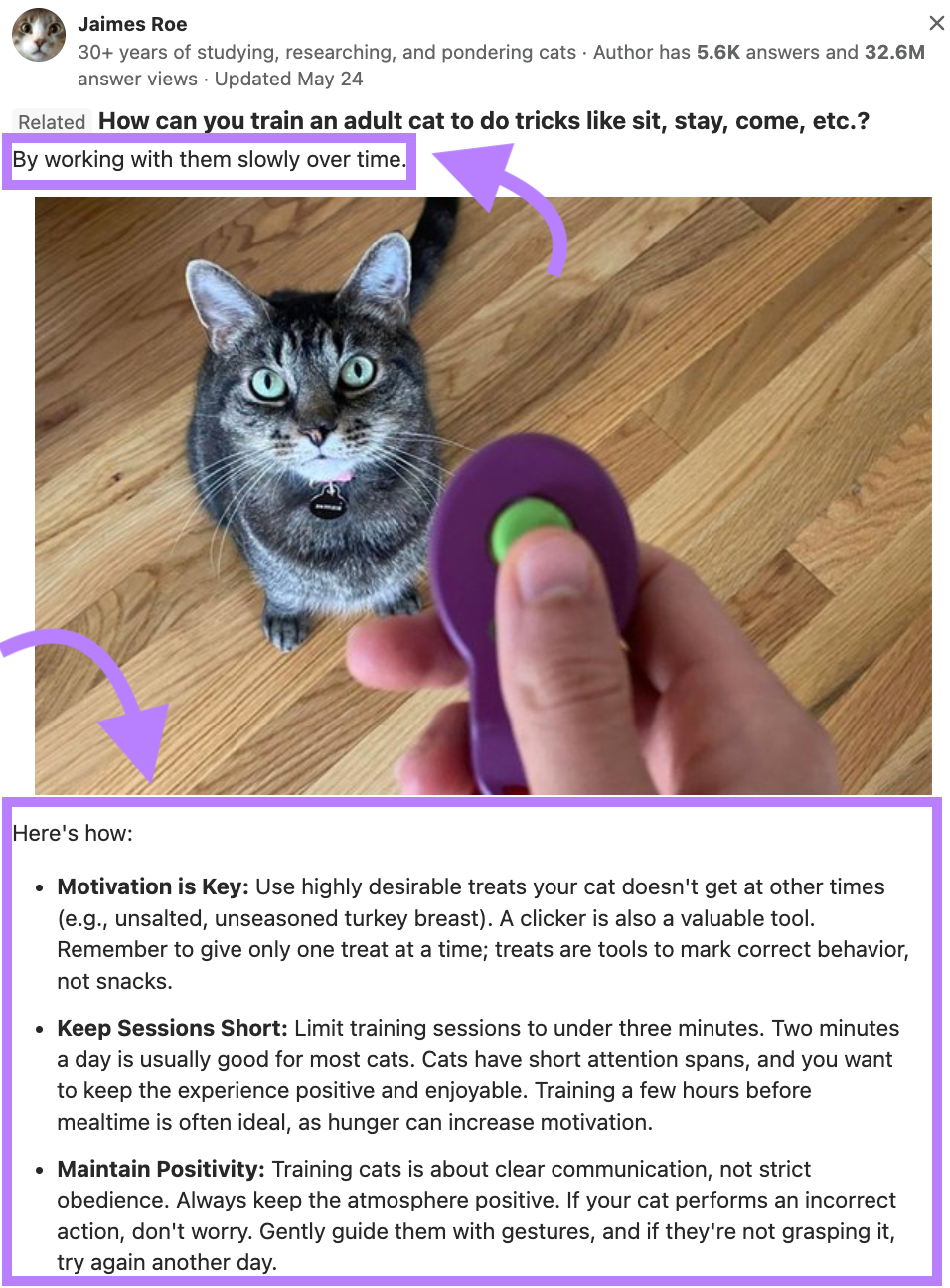 Effective Quora response example