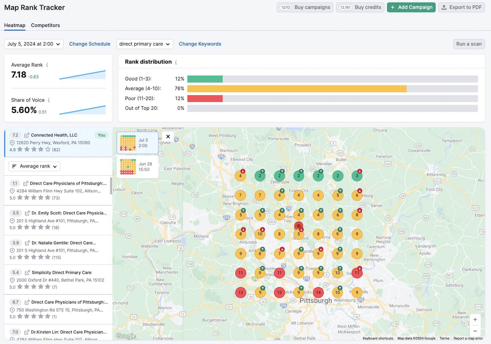 Map Rank Tracker is a tool to monitor your positions in Google Maps.