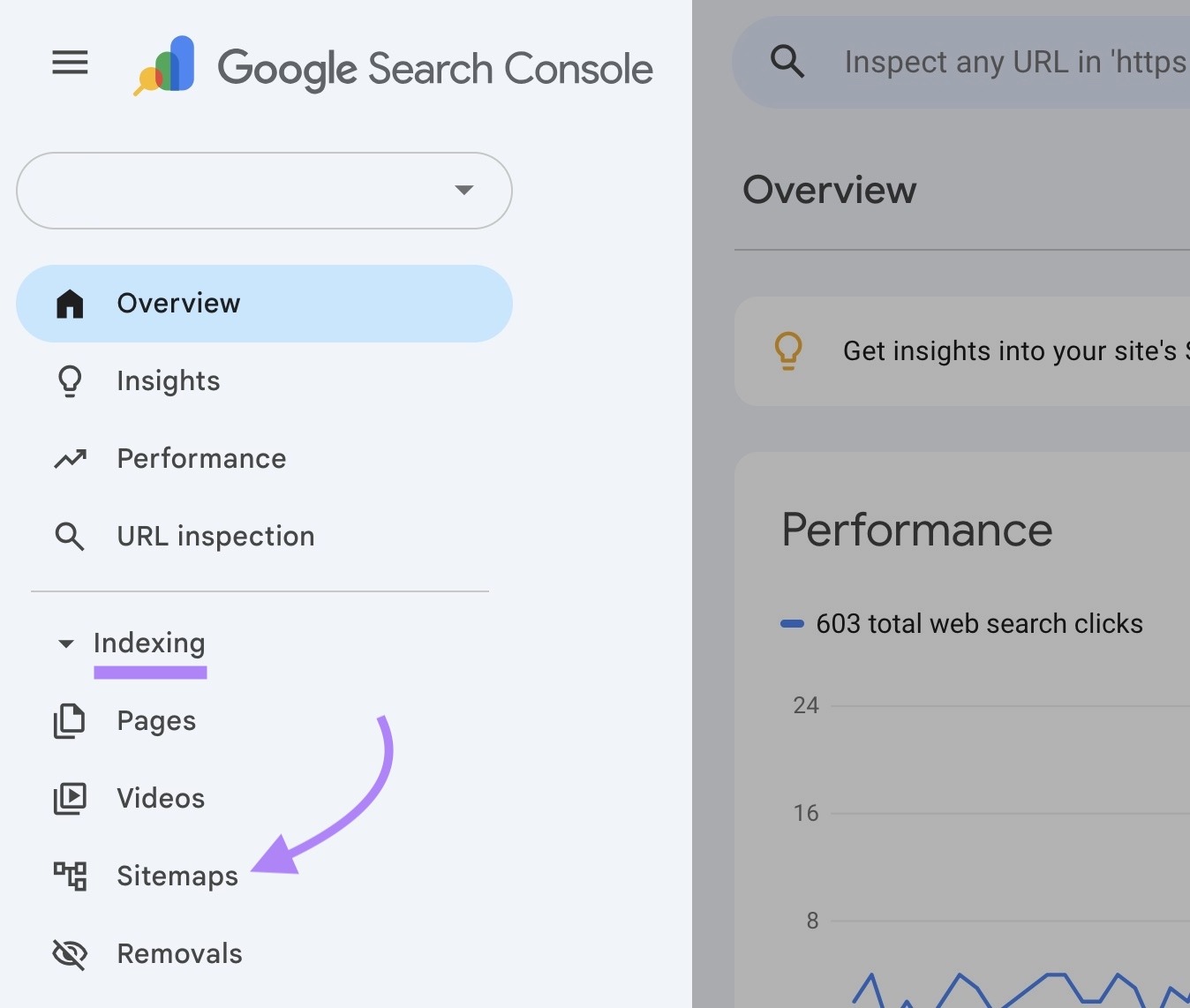 Navigating to "Sitemaps" in the Google Search Console sidebar.