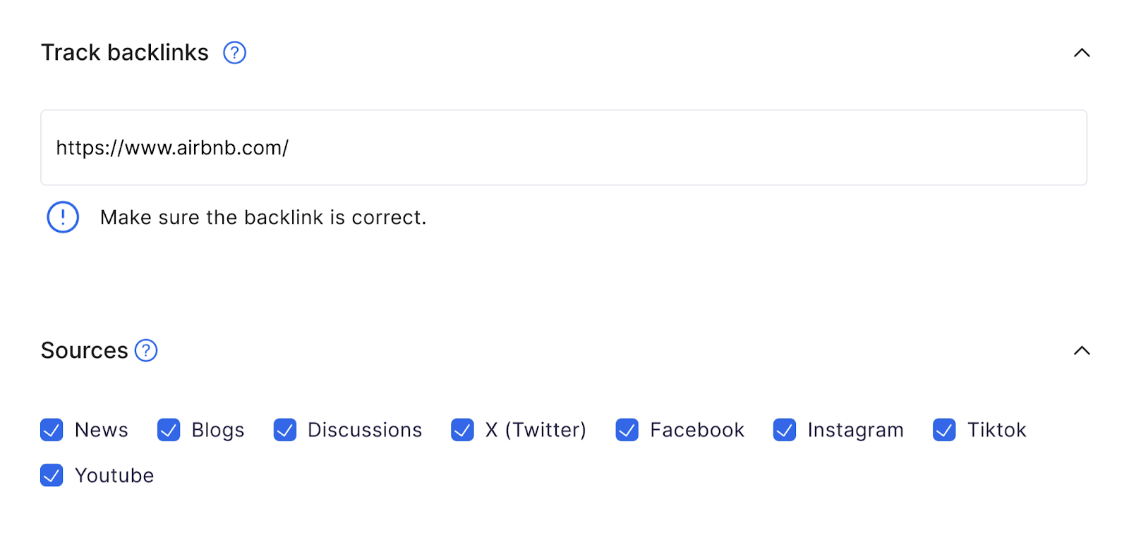 add your domain name to track backlinks to Brand Monitoring app