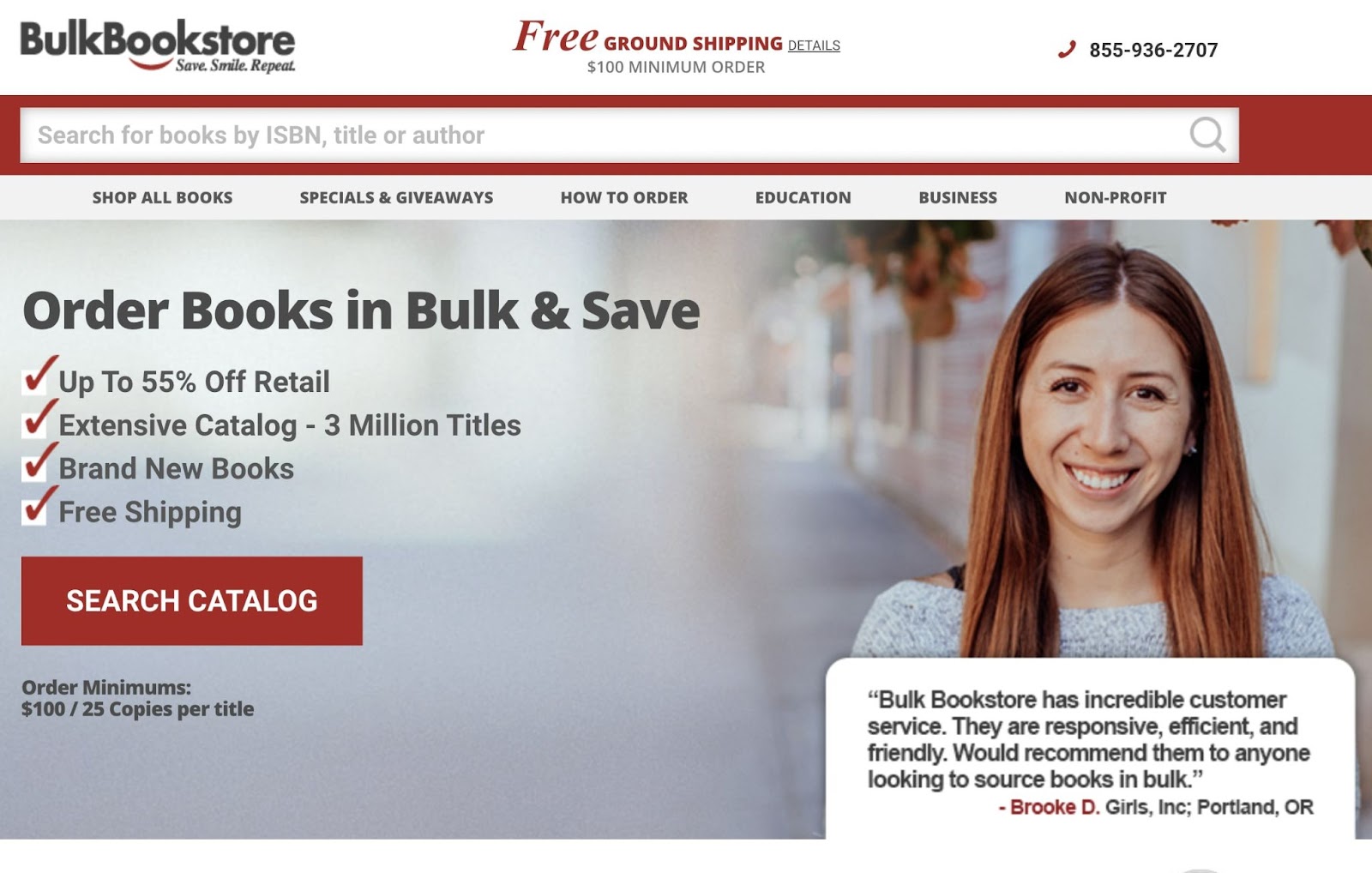 Bulk Bookstore landing page