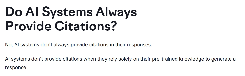 A question as a subheading and a direct answer using natural language as the response to increase citation likelihood on LLMs.