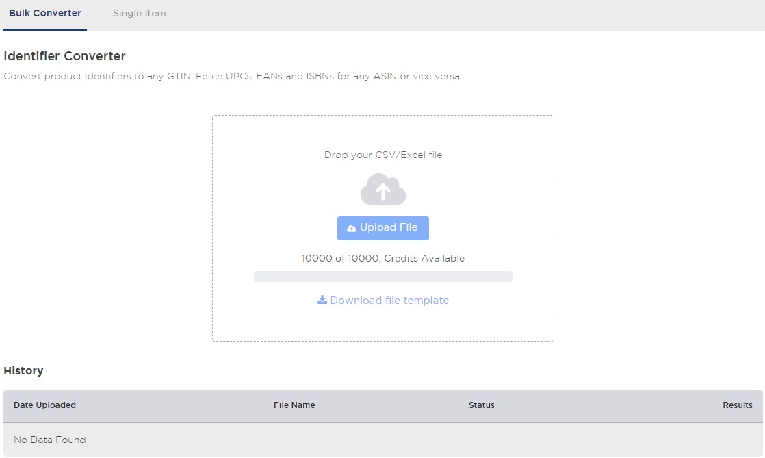 Where to upload a CSV file in the ‘Identifier Converter’ tool in Product Research Pulse.