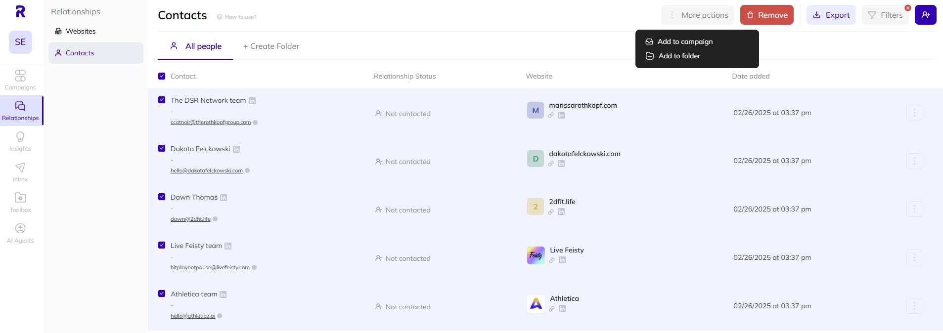 How to remove opportunities in AI Backlink Builder.